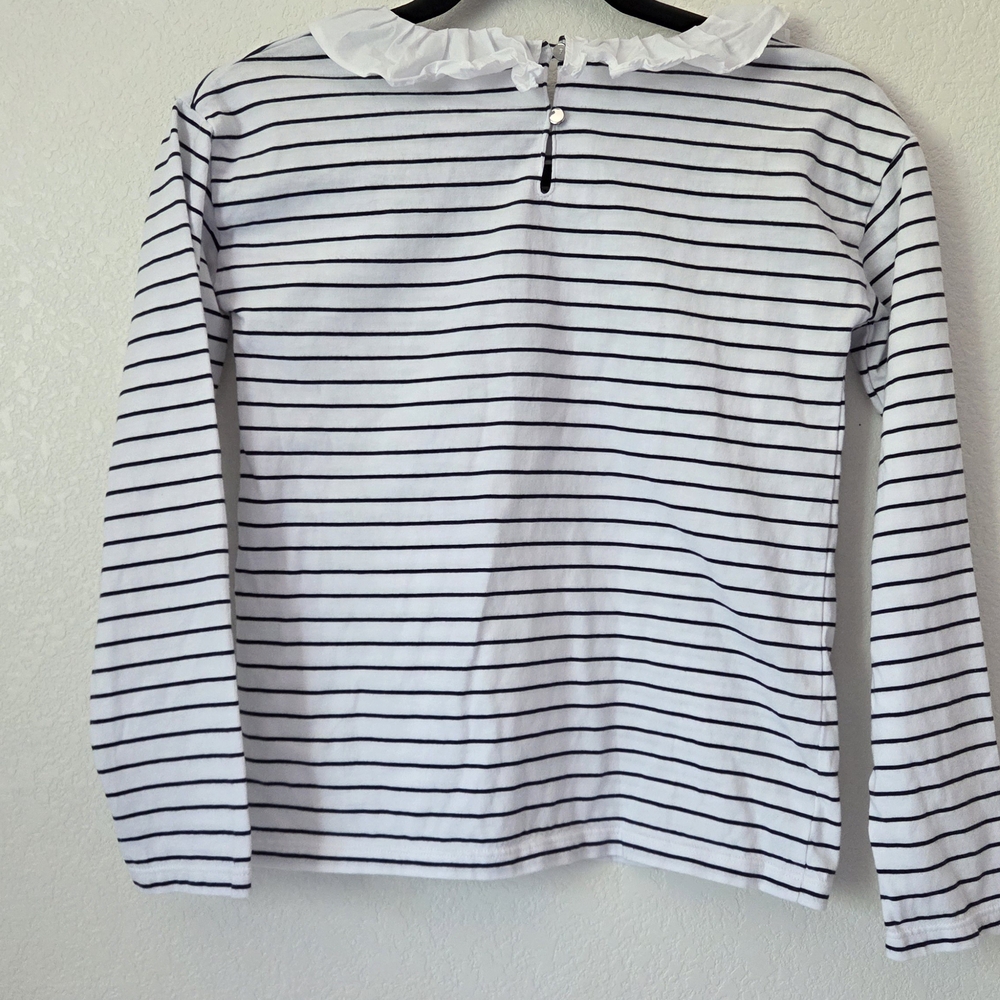 Jacadi Paris.Striped Long Sleeve with Ruffle Collar - Picture 4 of 5